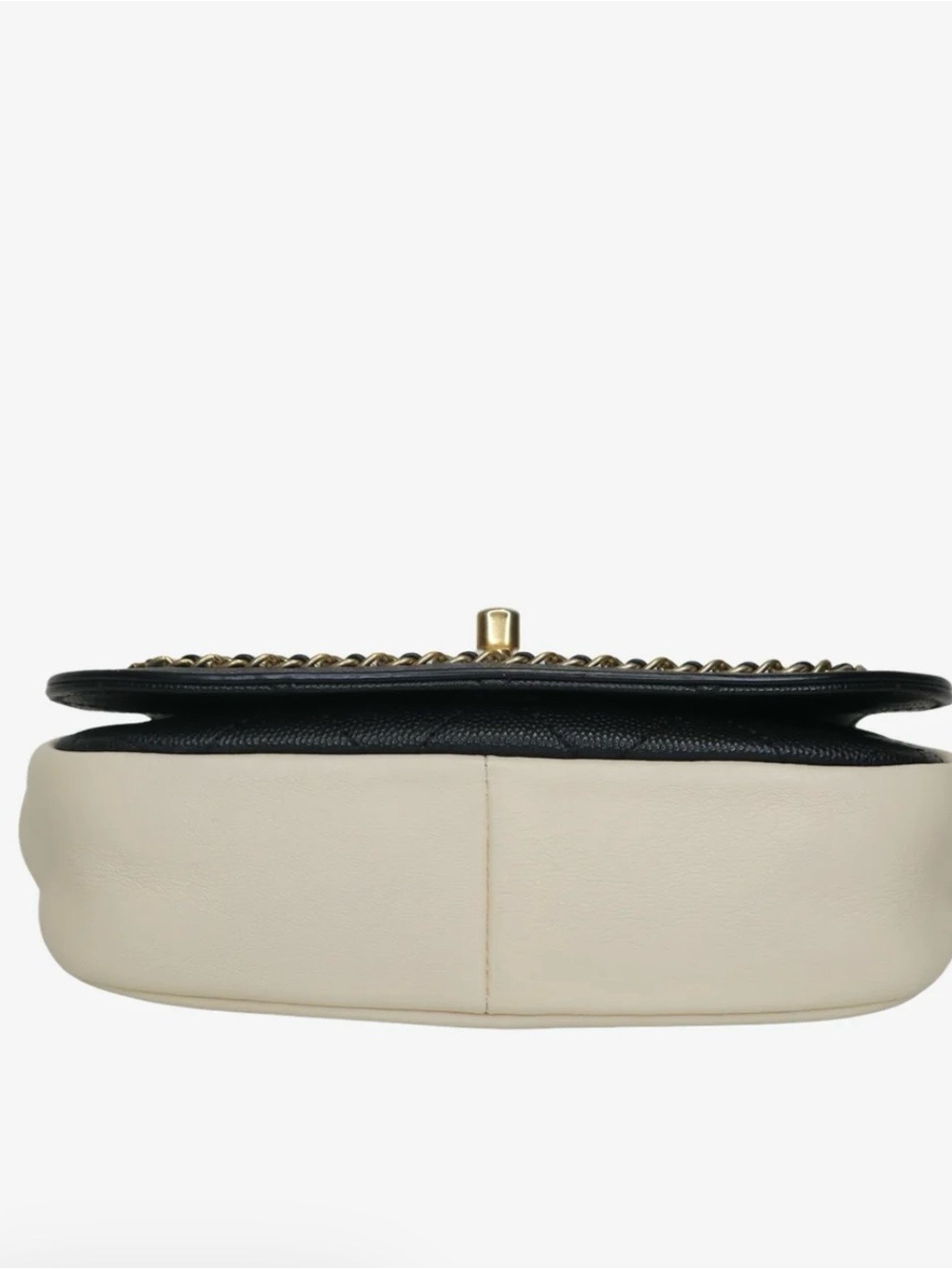 CHANEL Cream and Black Chain Trim Flap Crossbody Bag - Picture 5 of 16